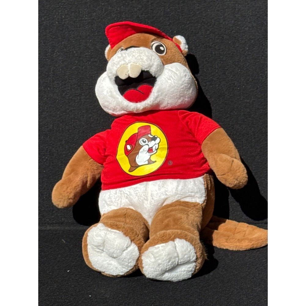 Buc-ees Beaver Plush Toy With Red Shirt & Cap Lg 26"